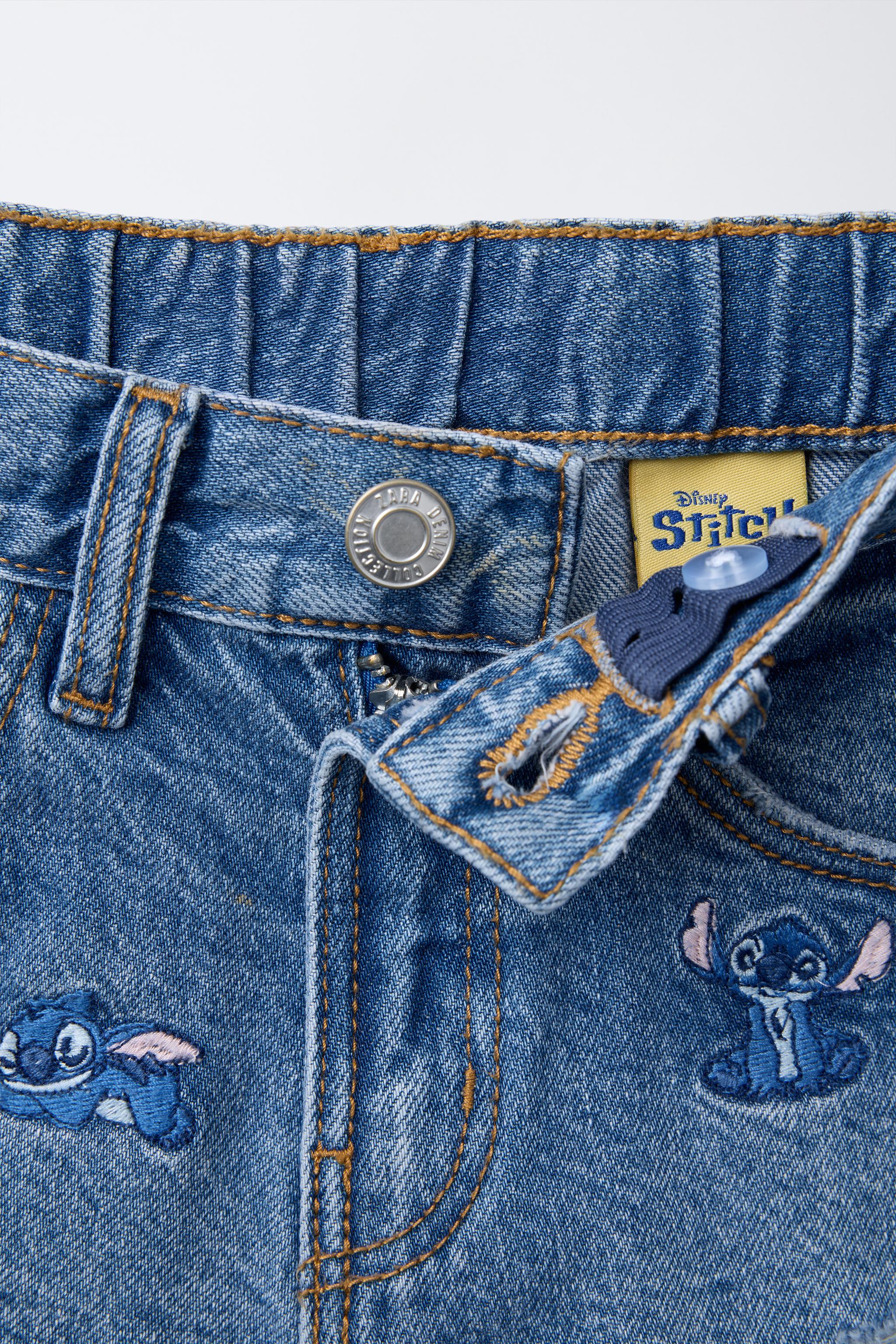 【2plan】Riddle Stitch Bermuda Denim Pants LILO & STITCH © DISNEY DENIM BERMUDA SHORTS - Blue | ZARA