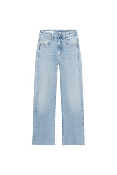 Zara TRF HIGH-WAISTED CROPPED FLARE JEANS - Light blue