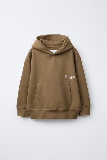 SUDADERA CAPUCHA TEXTO - Ocre de Zara