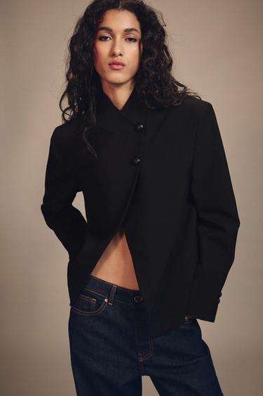 HIGH NECK BUTTONED BLAZER ZW COLLECTION - Black by Zara