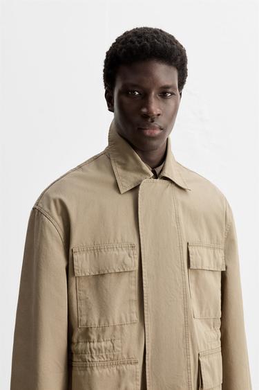 WASHED CANVAS PARKA - Taupe grey by Zara