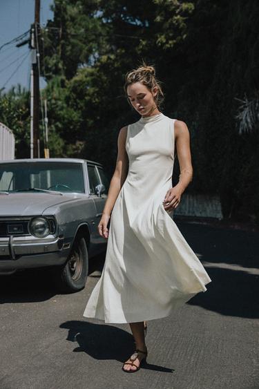 TEXTURED LONG DRESS - Ecru by Zara - Image 0