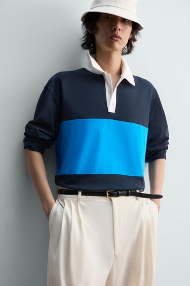 REGULAR FIT COLOUR BLOCK POLO SHIRT - Blue by Zara - Image 5