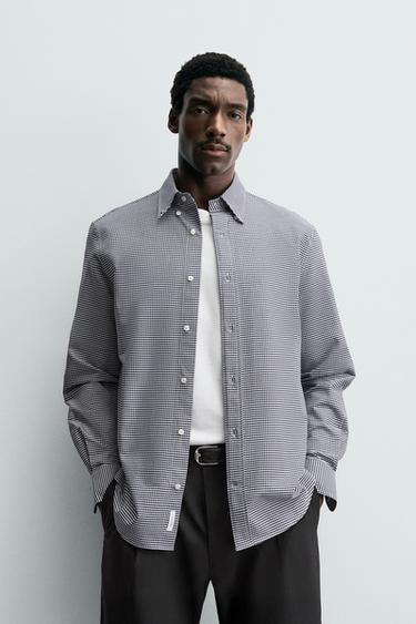 CHEMISE À CARREAUX EN COTON - Bleu / Blanc de Zara