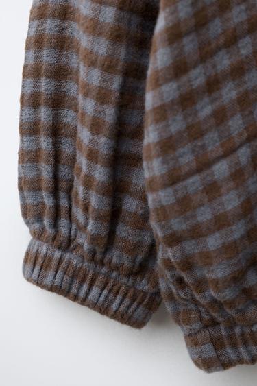 HOODED CHECK OVERSHIRT - Brown by Zara - Image 3