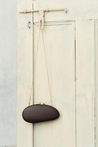 METALLIC CLOSURE CLUTCH - Chocolate by Zara
