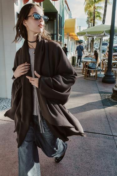 Zara SOLID SOFT SCARF - Brown - Image 0