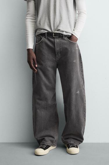 Zara 刷色錐形長褲 - 深灰色