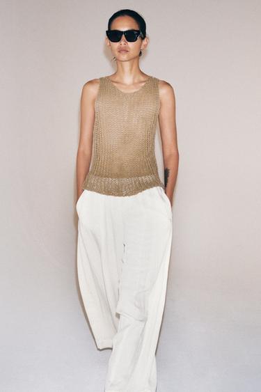 PANTALON BARREL ZW COLLECTION - Blanc cassé de Zara