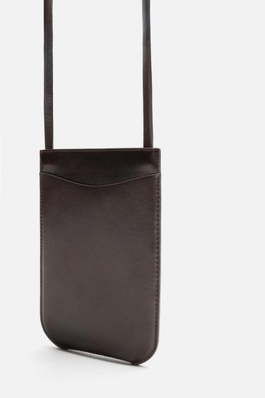 LEATHER CROSSBODY BAG - Brown by Zara - Image 2