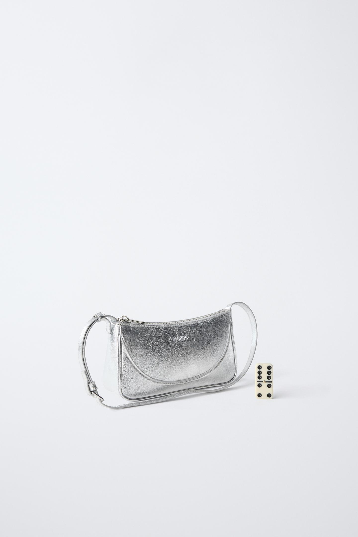 Детская сумка Zara Metallic Crossbody, цвет: Серебряный — фото 6