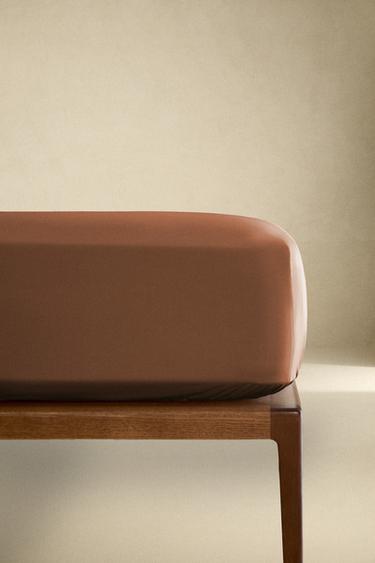 Zara PERCALE COTTON FITTED SHEET | 15.7" THICK (300 THREAD COUNT) - Brick