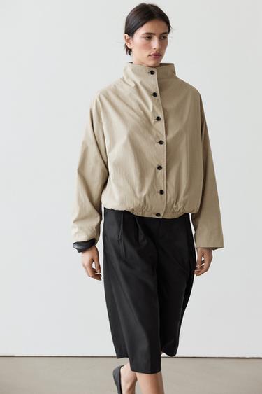 Zara Bomber jacket with funnel neck - Light green