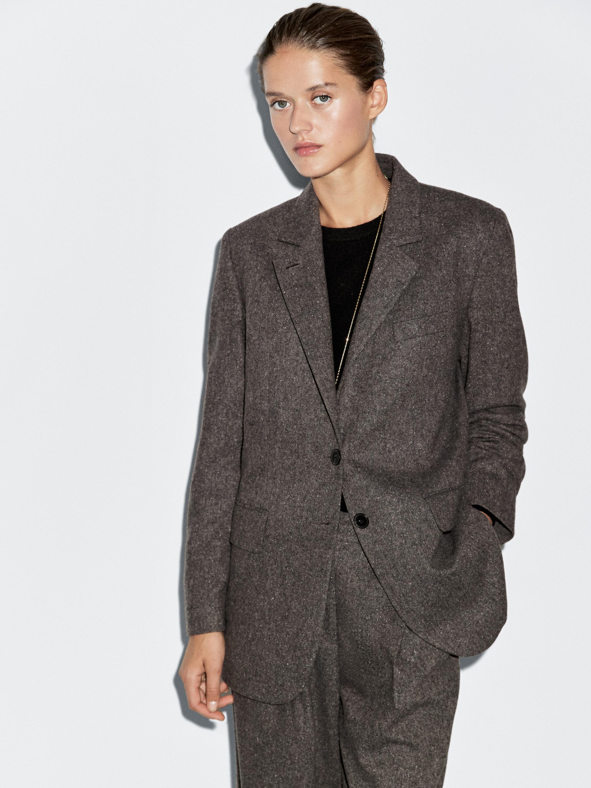 Knickerbocker yarn effect suit blazer
