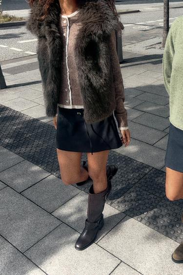 GILET EFFET FOURRURE - Gris taupe de Zara - Image 3