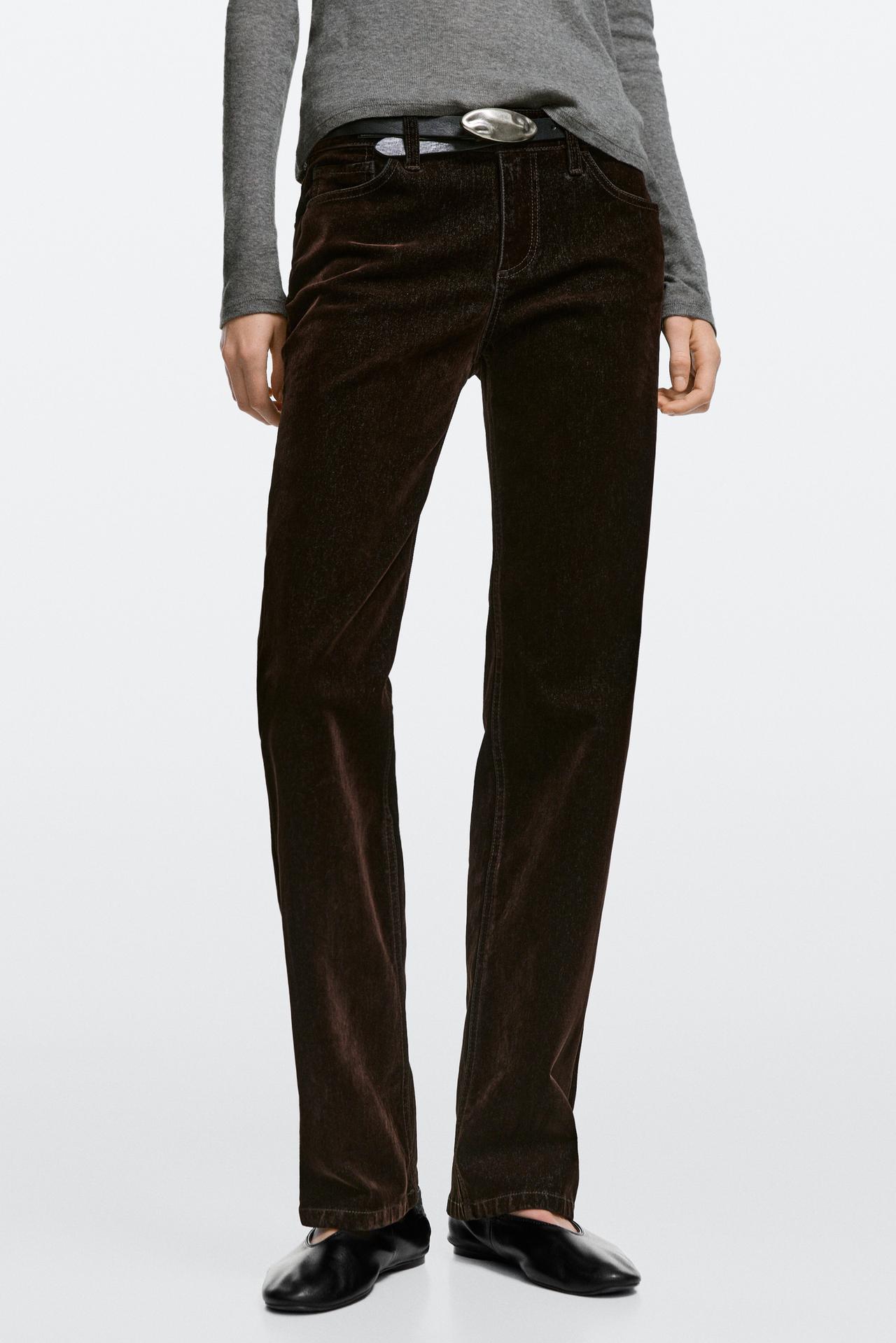 Low-rise straight-leg jeans with flocking finish — Black gold