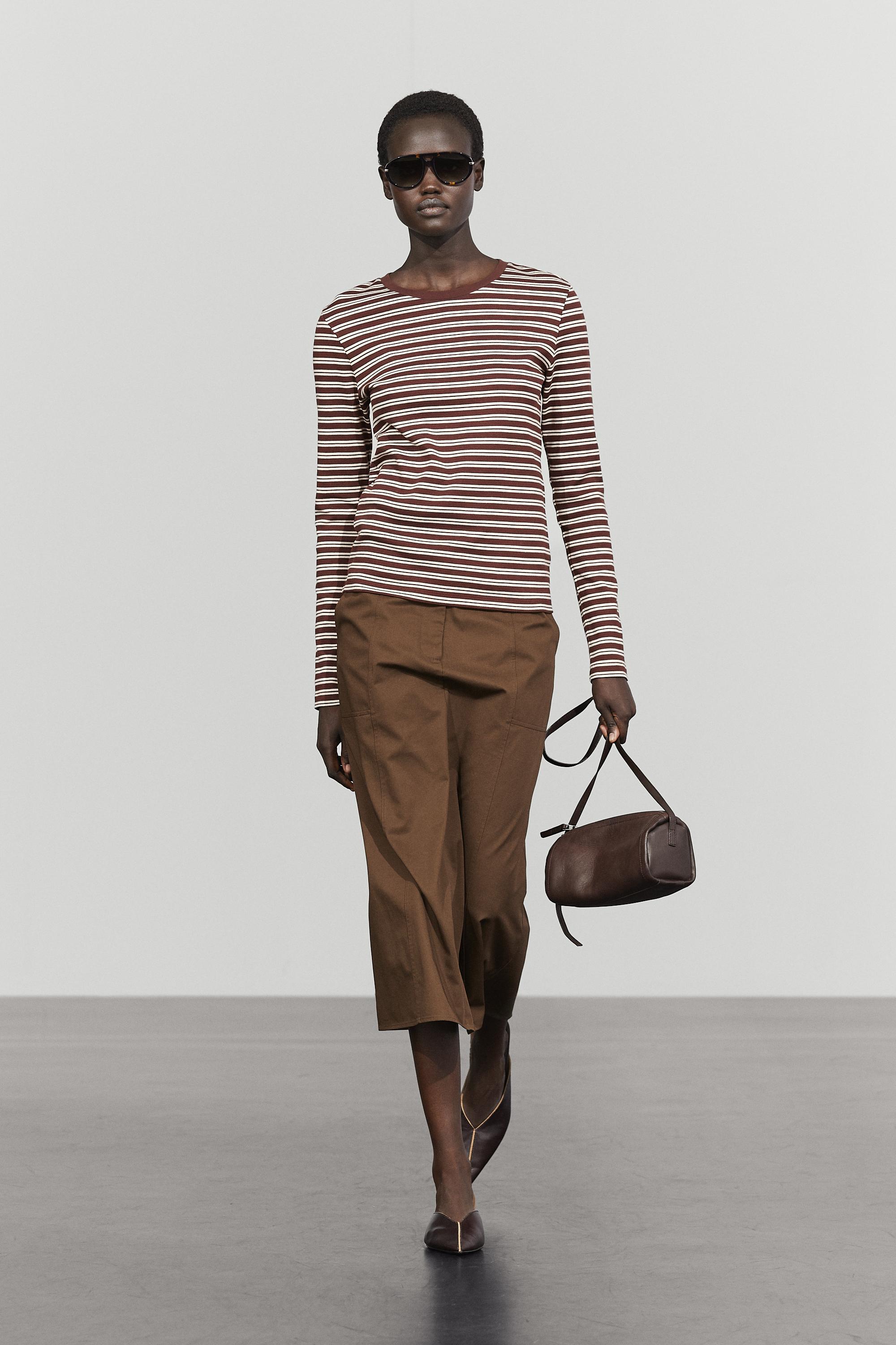 100% cotton striped T-shirt — Mink marl