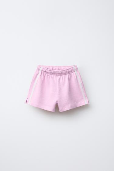 Zara SIDE STRIPE BERMUDA SHORTS - Chalk pink