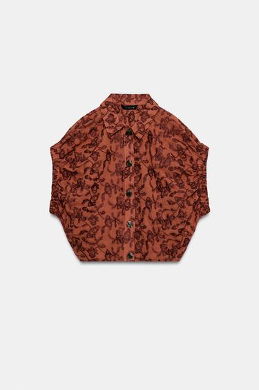 TOP BRODÉ À ÉLASTIQUES - Tuile de Zara - Image 5