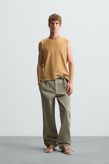 CAMISETA PUNTO LAVADA ESTAMPADO - Mostaza de Zara - Imagen 0