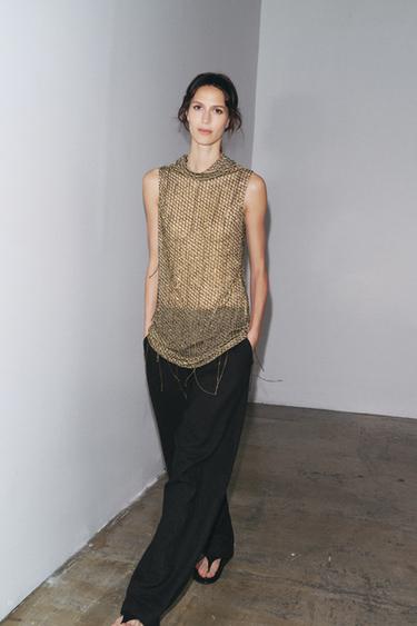 EMBROIDERED BEADED MINI DRESS - Golden by Zara - Image 0