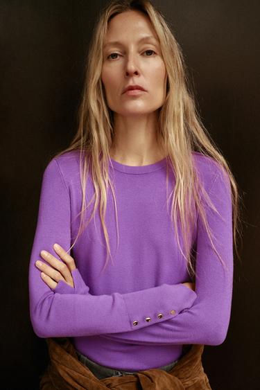 BASIC PLAIN KNIT JUMPER - Purple by Zara