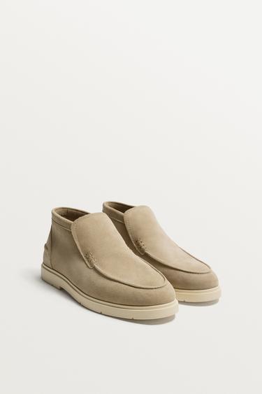 CASUAL LEATHER BOOTS - Beige by Zara