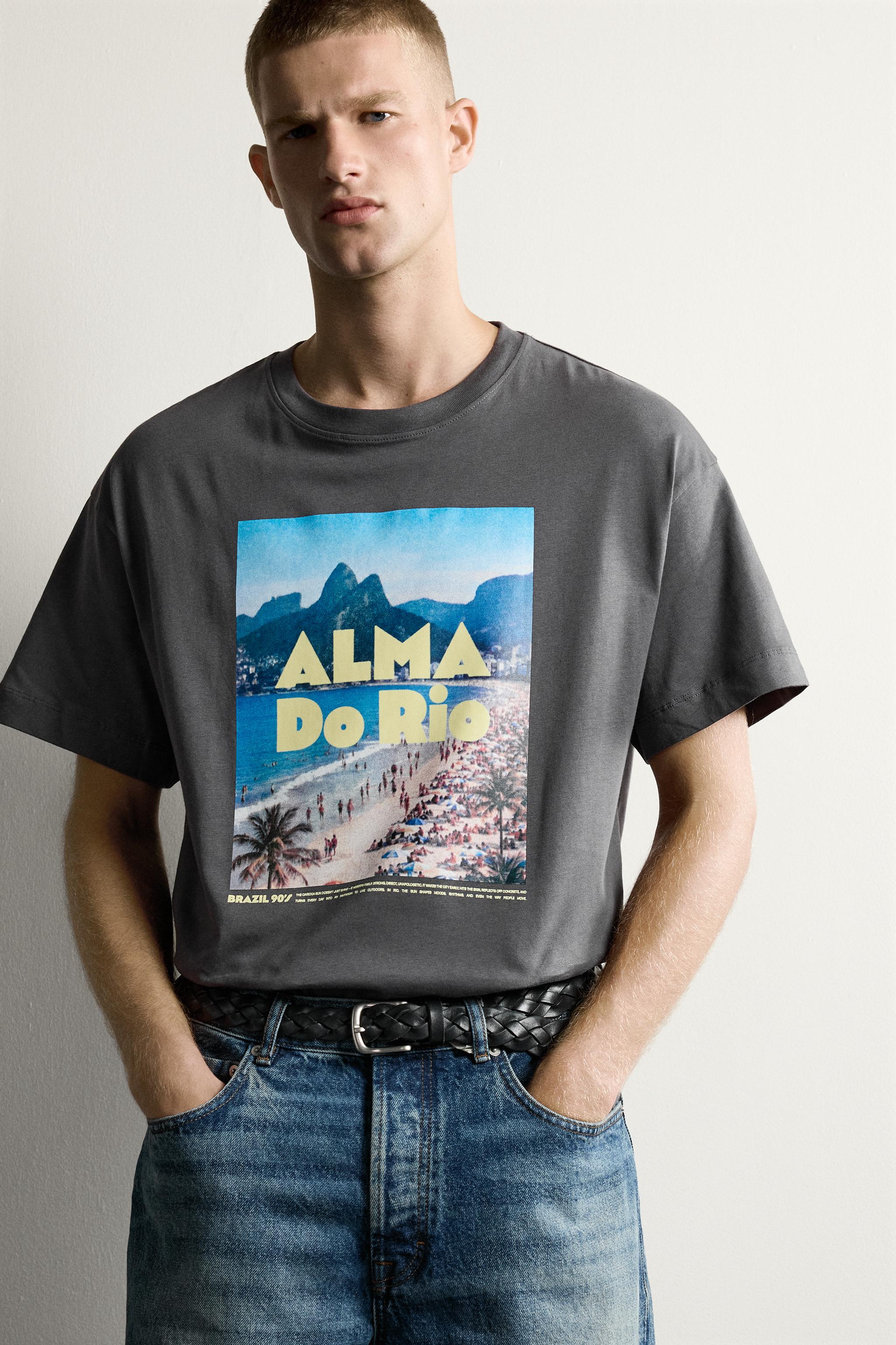 Мужские футболки Zara RIO GRAPHIC RELAXED FIT T-SHIRT — фото 5