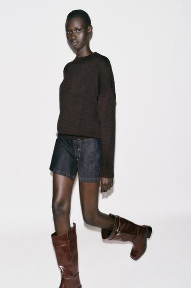BUTTON-DETAIL WRAP SKORT - Blue by Zara