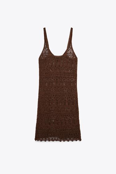 STRUCTURED KNIT MINI DRESS - Brown by Zara - Image 6