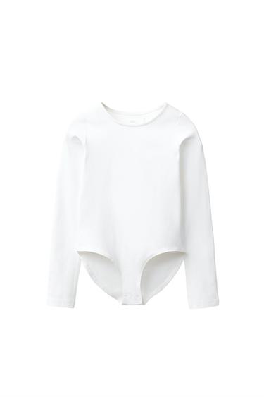 BODY MANGA LARGA LISO - Blanco de Zara