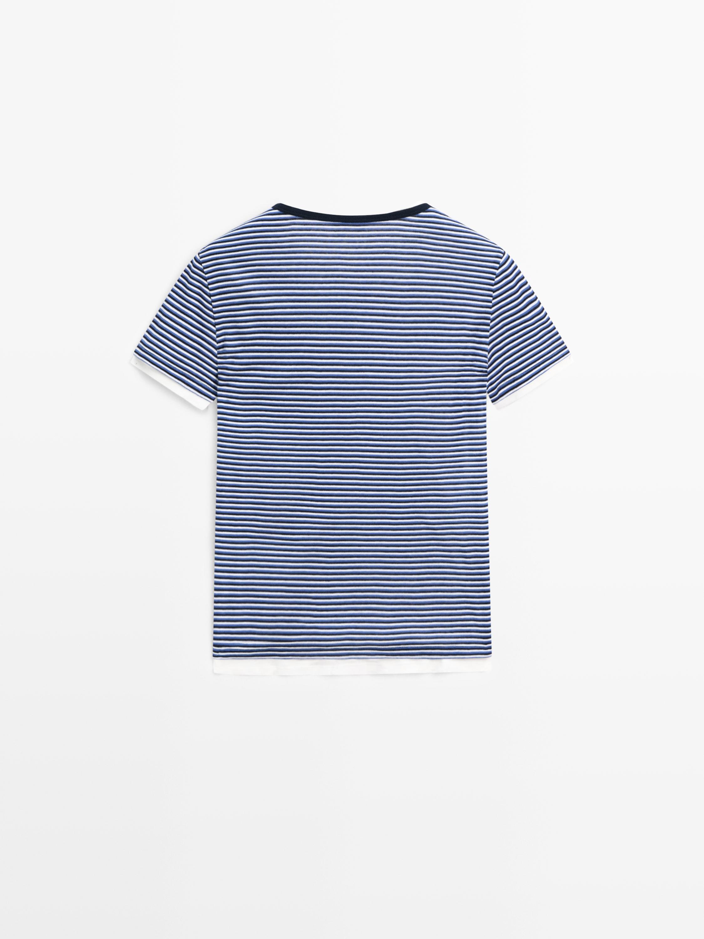 T-shirt double à rayures et manches courtes