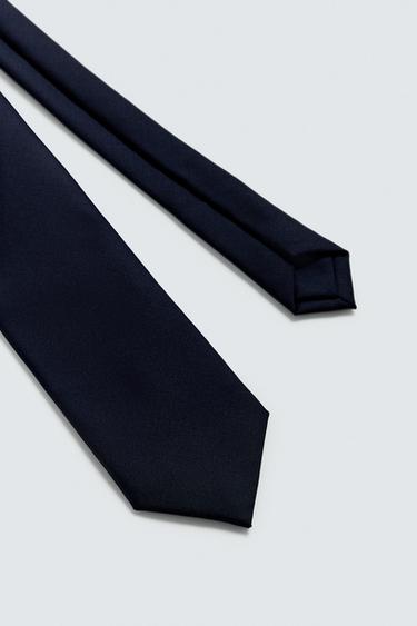 CRAVATE STRUCTURÉE 100 % LAINE - Bleu marine de Zara - Image 4