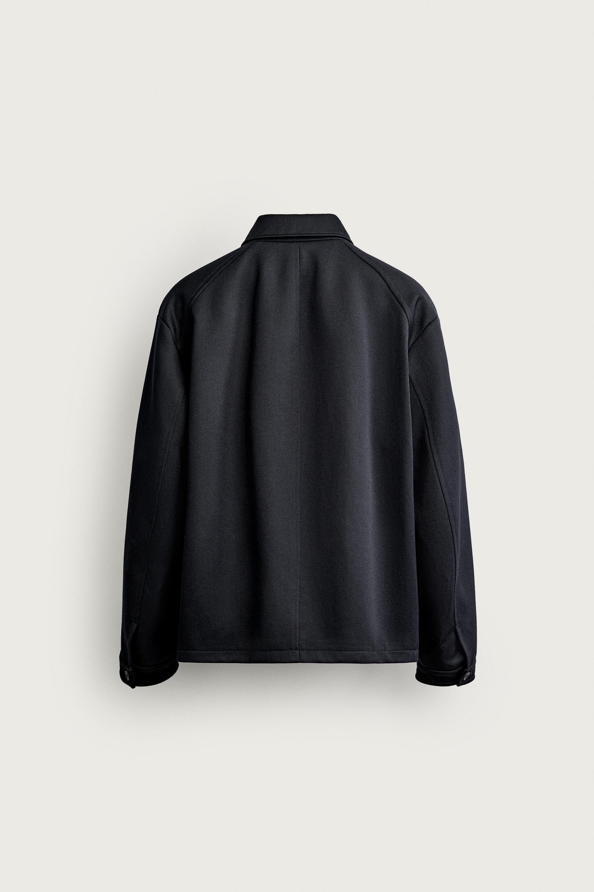 WOOL BLEND REGULAR FIT JACKET — Dark navy
