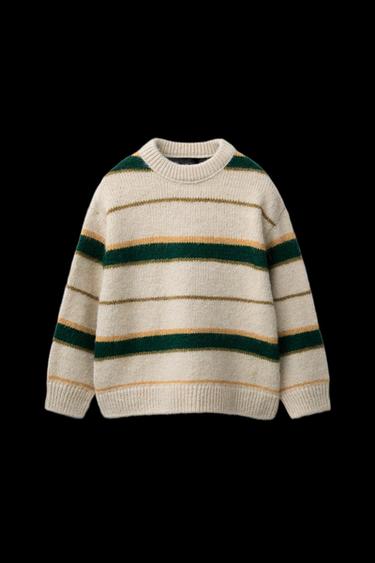 JERSEY PUNTO RAYAS - Beige / Verde de Zara