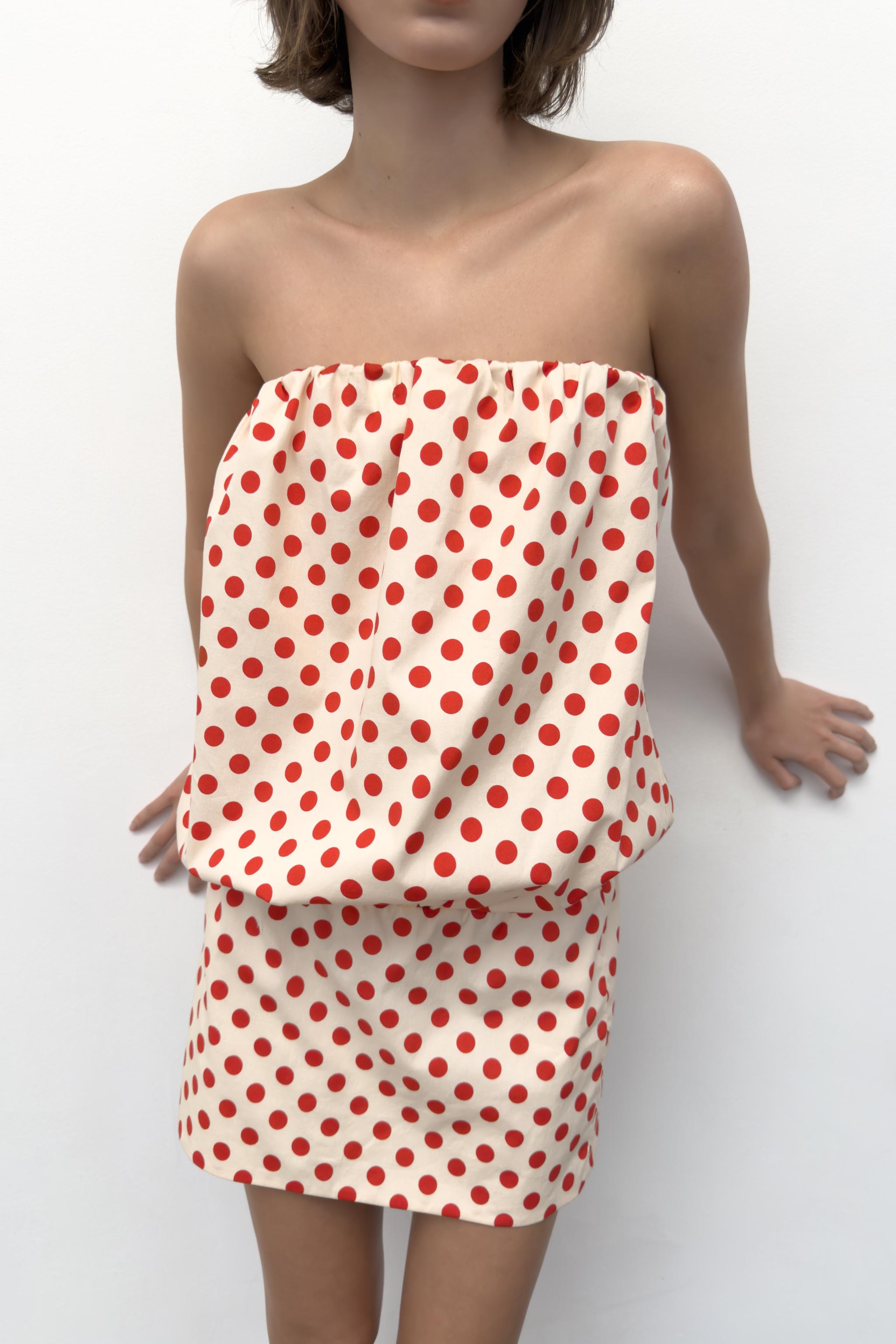 POLKA DOT BANDEAU DRESS
