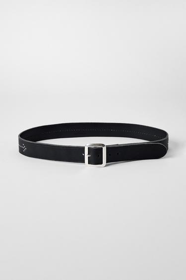 LEATHER STUDDED BELT BOBBY GILLESPIE X ZARA - Black by Zara