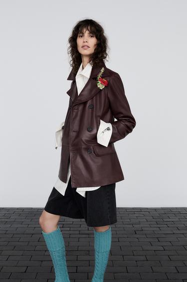 100% LEATHER COAT — BORDEAUX 2