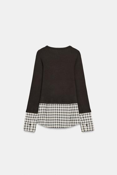 T-SHIRT COMBINÉ À CARREAUX - Marron de Zara - Image 10