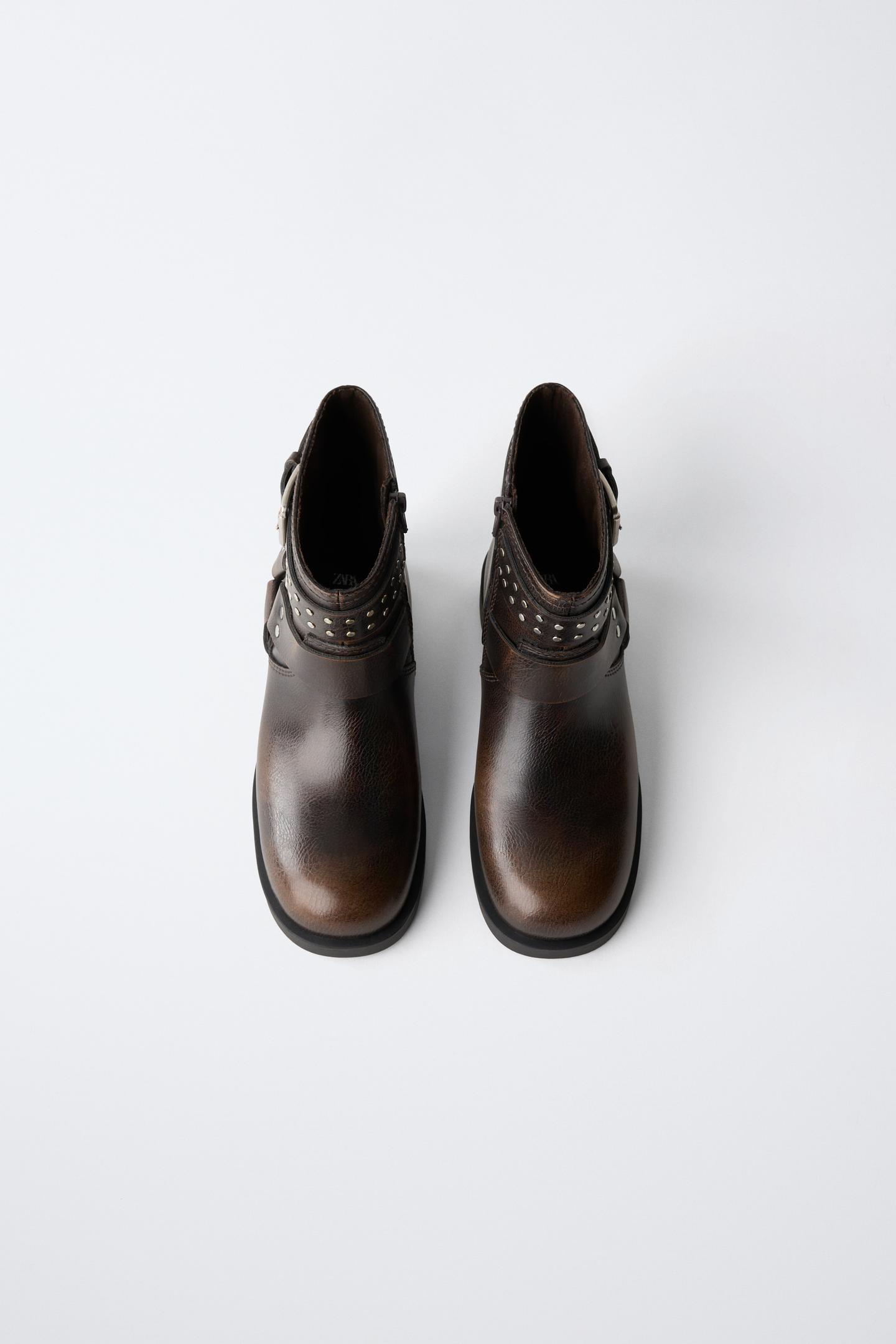 Детские ботинки Zara Studded Buckle Ankle, цвет: Коричневый — фото 4