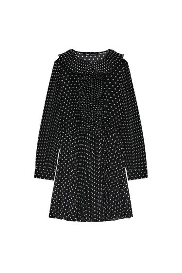 PRINTED DRESS WITH PLEATED SKIRT