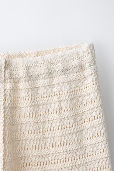 PANTALON LARGE EN CROCHET - Écru de Zara - Image 2