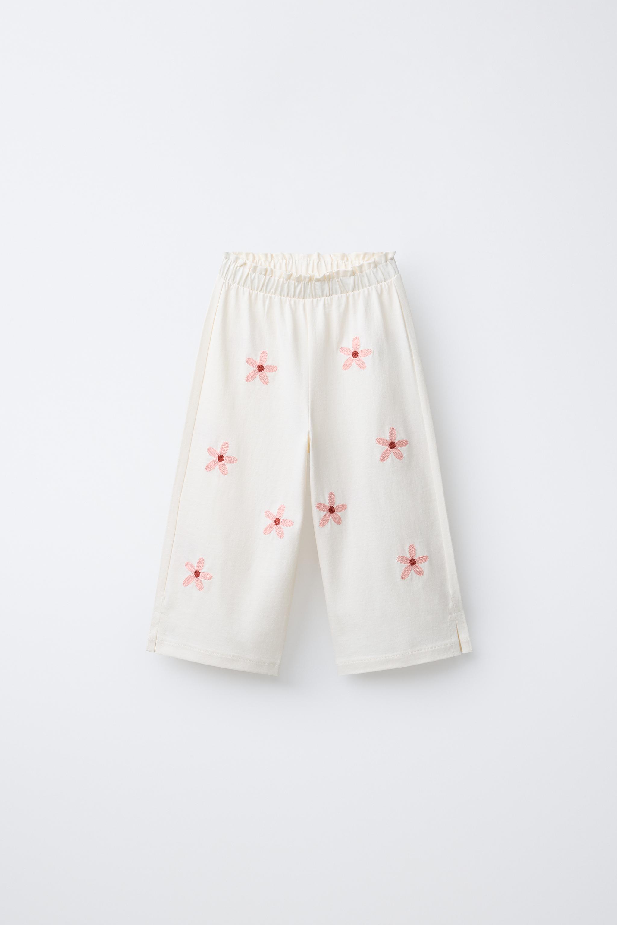 刺繍入りフラワー柄キュロットパンツ - エクリュ | ZARA Japan / 日本