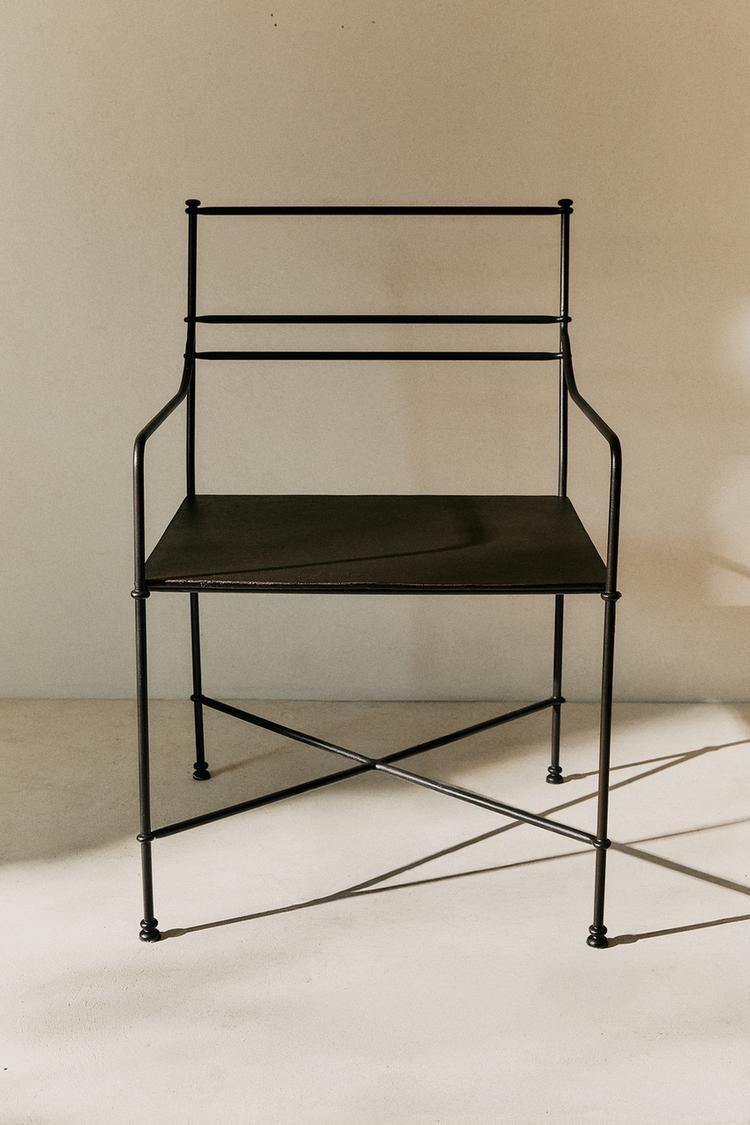OUTDOOR WROUGHT IRON ARMCHAIR — Black