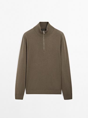 Zara Quarter-zip knit sweater - Khaki