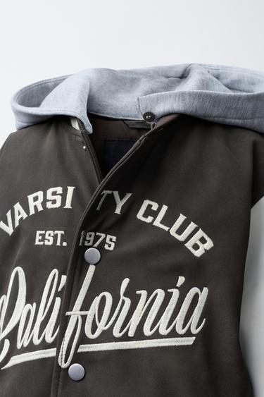 BOMBER JACKET WITH HOODIE AND FAUX LEATHER SLEEVES - Brown by Zara - Image 5