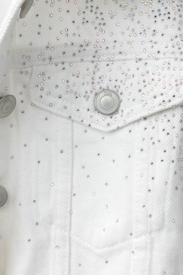 RHINESTONE DENIM WAISTCOAT - White by Zara - Image 4
