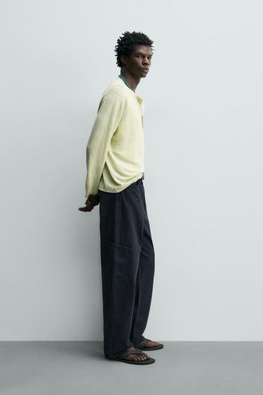 STRAIGHT-LEG CARGO TROUSERS - Dark navy by Zara - Image 3