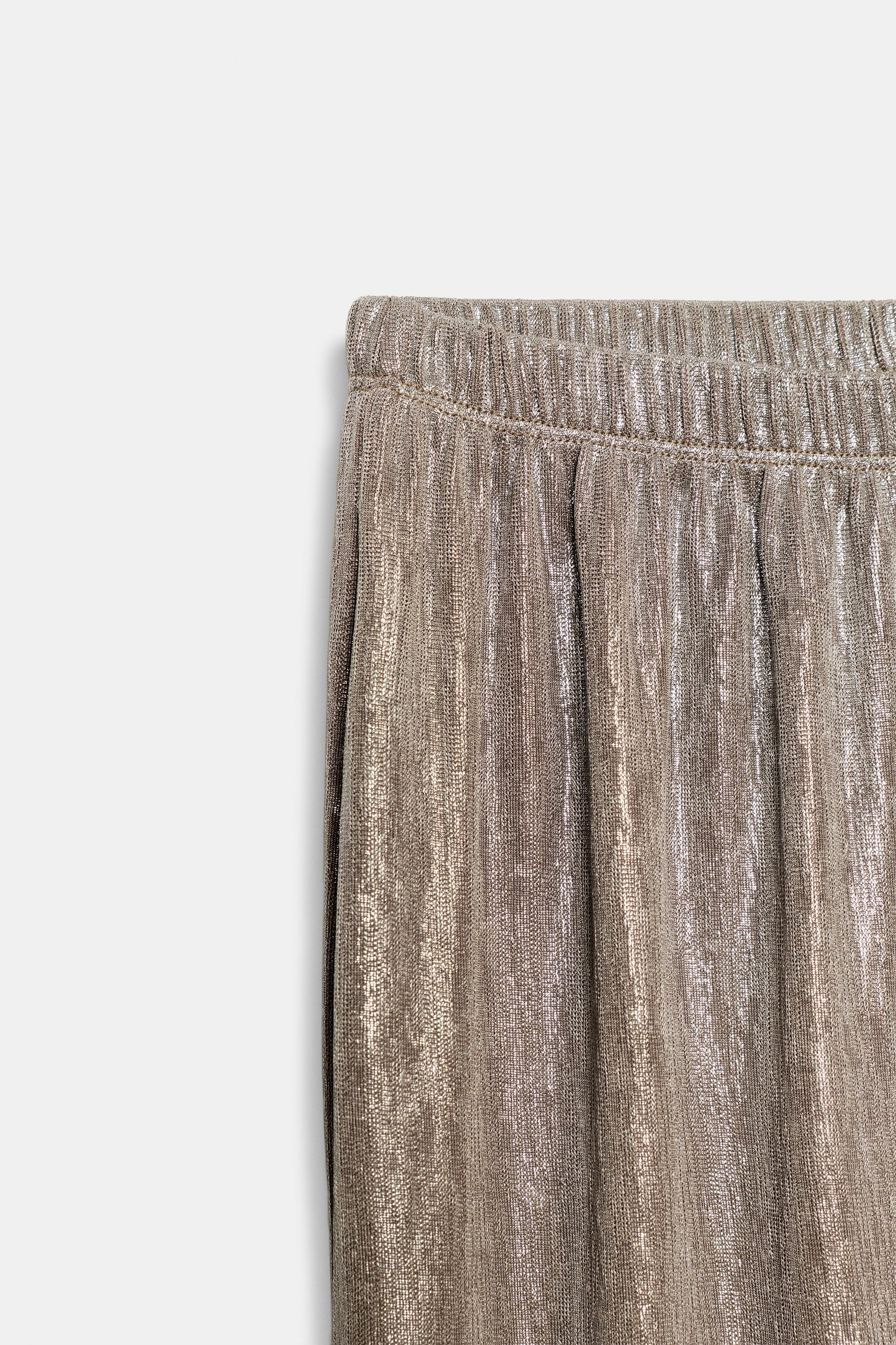 Женские брюки Zara METALLIC EFFECT PANTS — фото 7