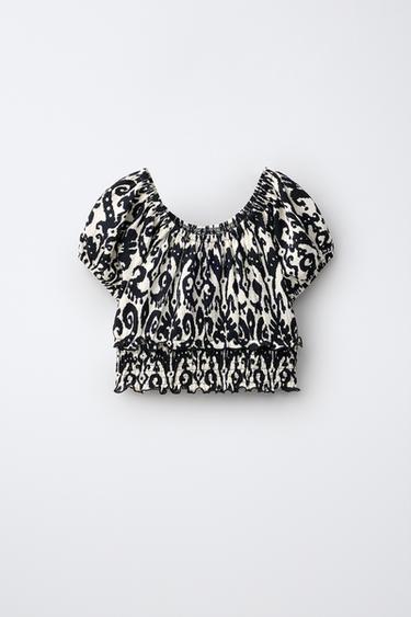 TOP GOMAS ESTAMPADO GEOMÉTRICO - Negro de Zara - Imagen 0